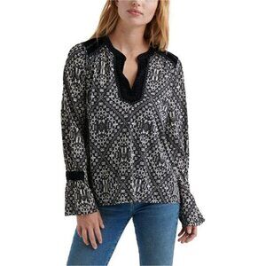 LUCKY BRAND Velvet Trim Peasant Blouse - Size 2X